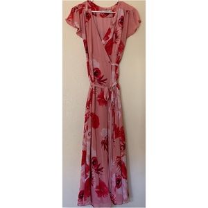 Eva Mendes Petite Wrap Maxi Dress